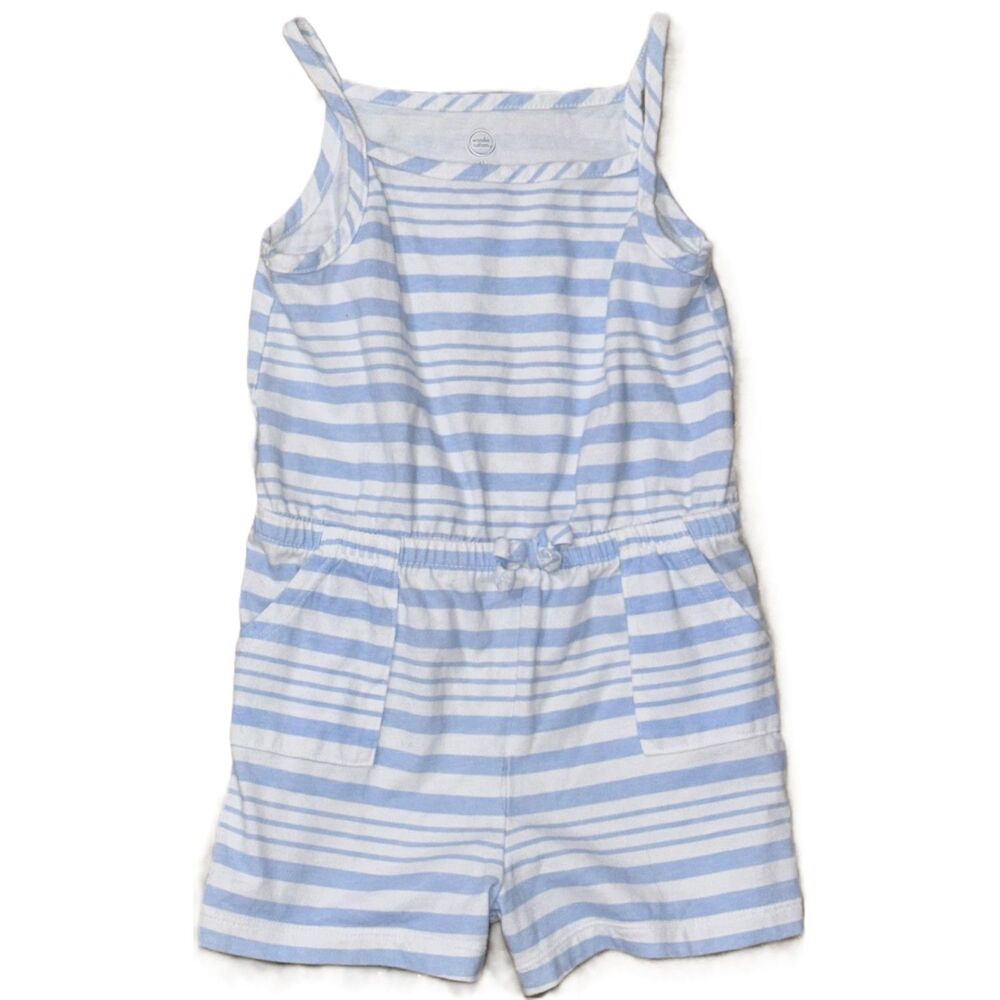 Girl's Light Blue & White Striped Romper Like New!